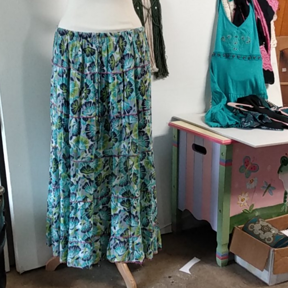 Marisol Maxi Lined Boho Wrinkle Gauze Skirt